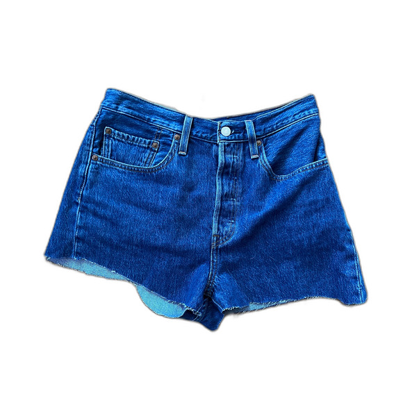 Vintage Levis 501 Blue Denim Cut Off Raw Hem Summer Shorts  Women's Size 28 - Picture 2 of 10